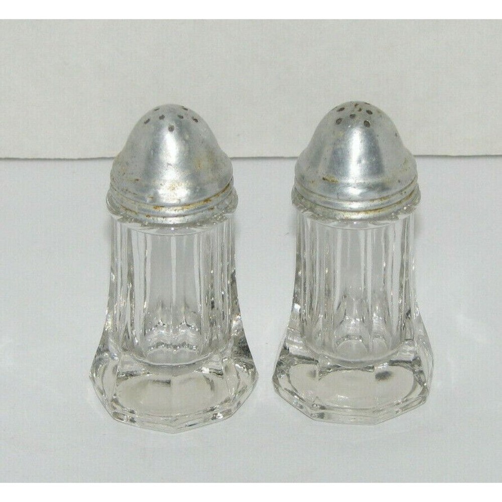 Vintage Glass Salt & Pepper Set 3.5 Inches